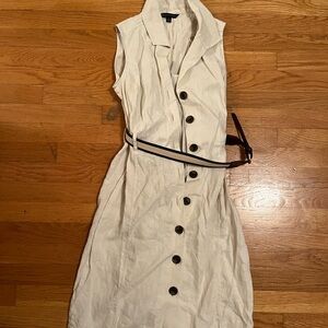 Brooks Brothers Cream Button-Down Midi Dress